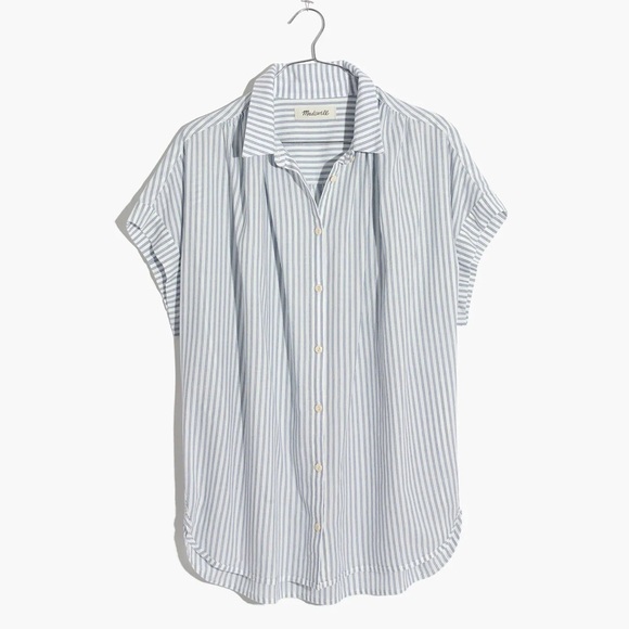 Madewell - Central Blue And White Erin Stripe Oversized Button Down Blouse XXS - Picture 3 of 15